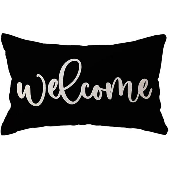 1997 Welcome Lumbar Throw Pillow Covers Farmhouse Rustic Decorative Rectangular/Waist Pillowcases 12 x 20 Inch Front Porch Decor Cushion Covers Housewarming Gifts(Black)