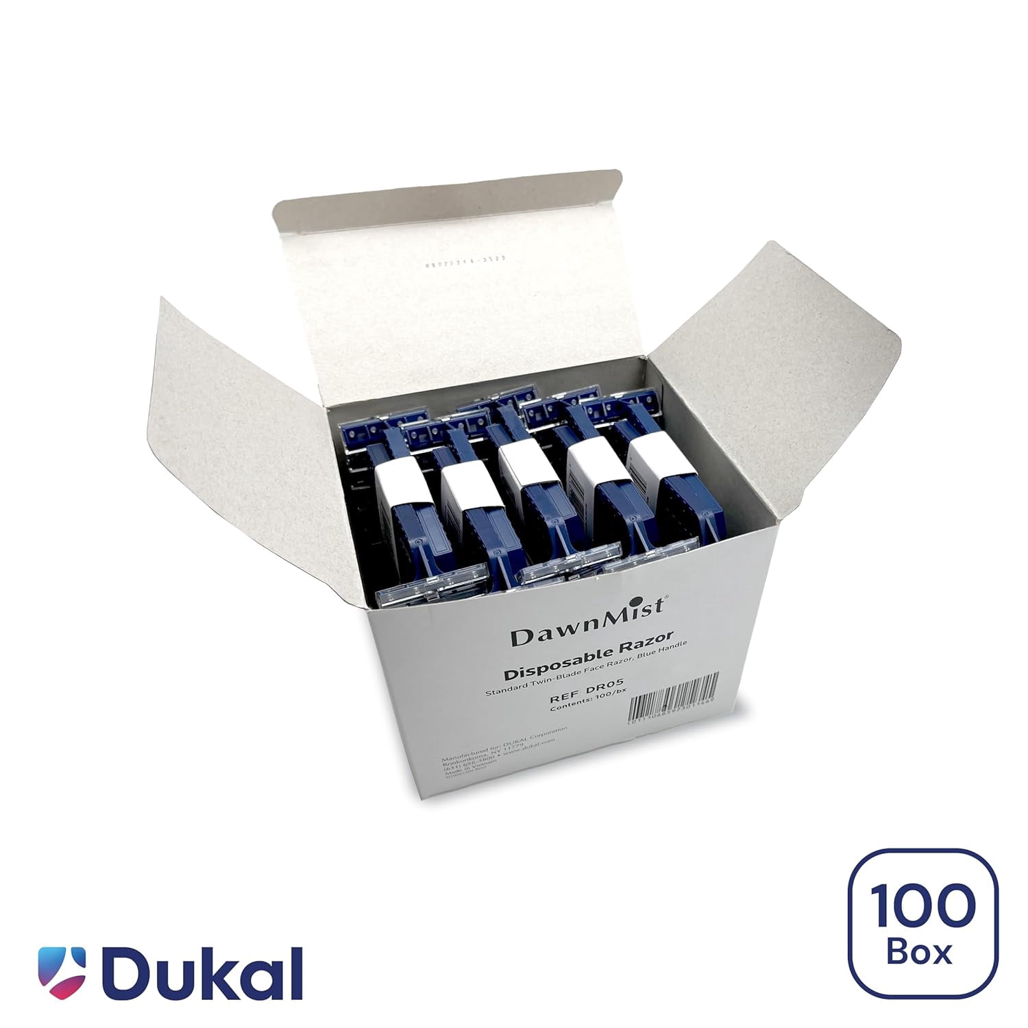 Dukal DawnMist Twin-Blade Disposable Razor, Blue Handle – Bulk Pack of 2000, Precision Shave for Smooth & Comfortable Grooming