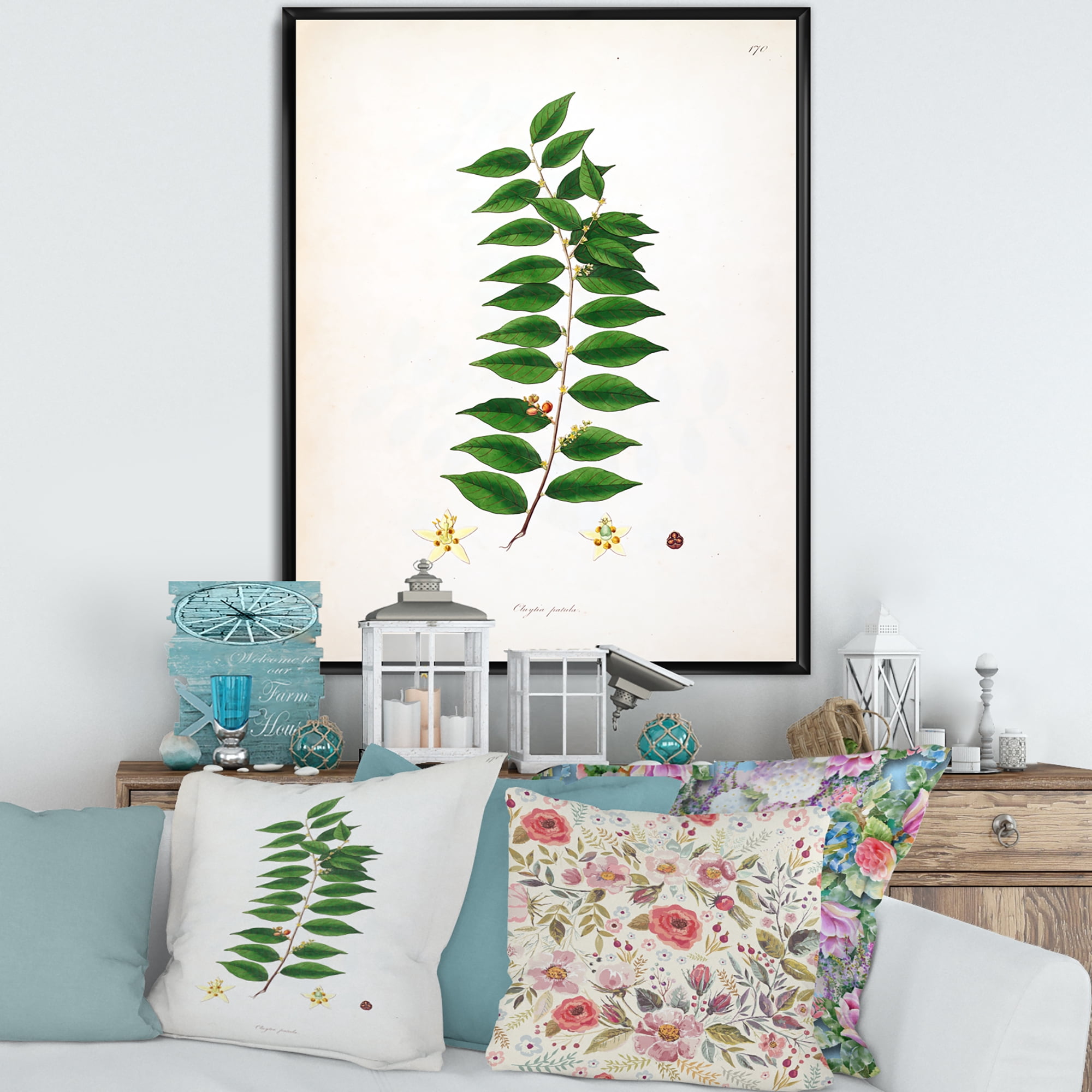 Designart 'Ancient London Plants VI' Farmhouse Framed Canvas Wall Art Print