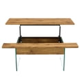 thumbnail image 6 of Lift Top Coffee Table Glass Black Modern Rising Tabletop with Hidden Storage Shelf Non-Slip for Home Living Room Office, Natural, 6 of 8
