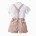 thumbnail image 2 of Kaprioy Toddler Formal Outfit Kid Gentleman Short Sleeve Shirt Bowtie Boy Suspender Shorts Wedding Suit Boys Outfits, 2 of 5
