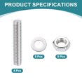 thumbnail image 3 of Uxcell 4pcs Fully Threaded Rod, M10 x 50mm 201 Stainless Steel Right Hand Threads Rods with Nuts and Flat Washer Fully Studding Rod Bar for Clamps, Hangers and U-Bolts, 3 of 6