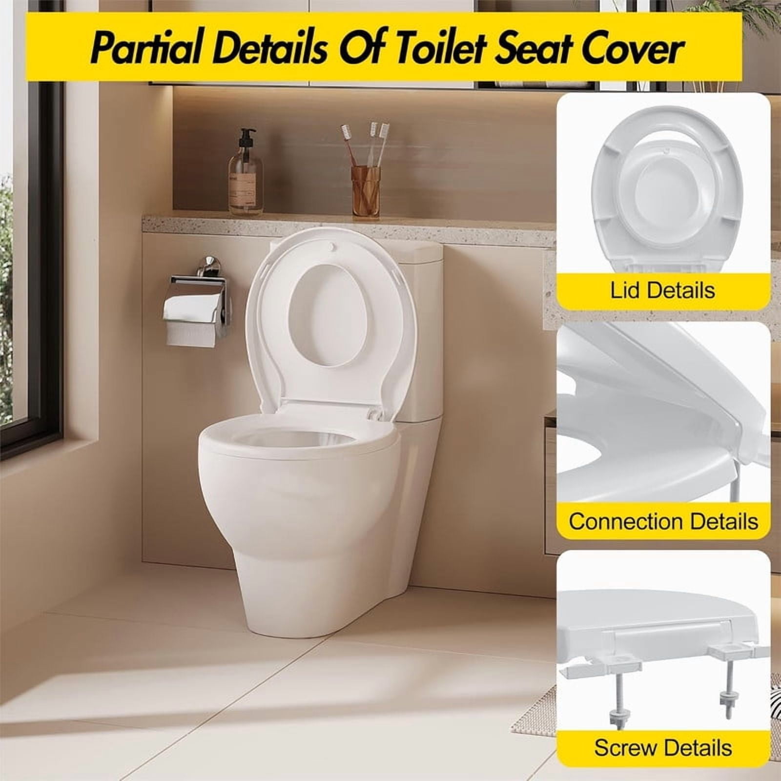 Towallmark Toilet Seat With Toddler Seat, Round Soft Close Toilet Cover With Quick Release Hinges, White PP Potty Training Seat, Family Use Toddler Toilet Seat