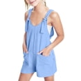thumbnail image 2 of RRMuAzgs Girl's Casual Sleeveless Jumpsuits Spaghetti Straps Tank Top Overalls Summer Shorts Jumpsuit With Pockets, 2 of 9