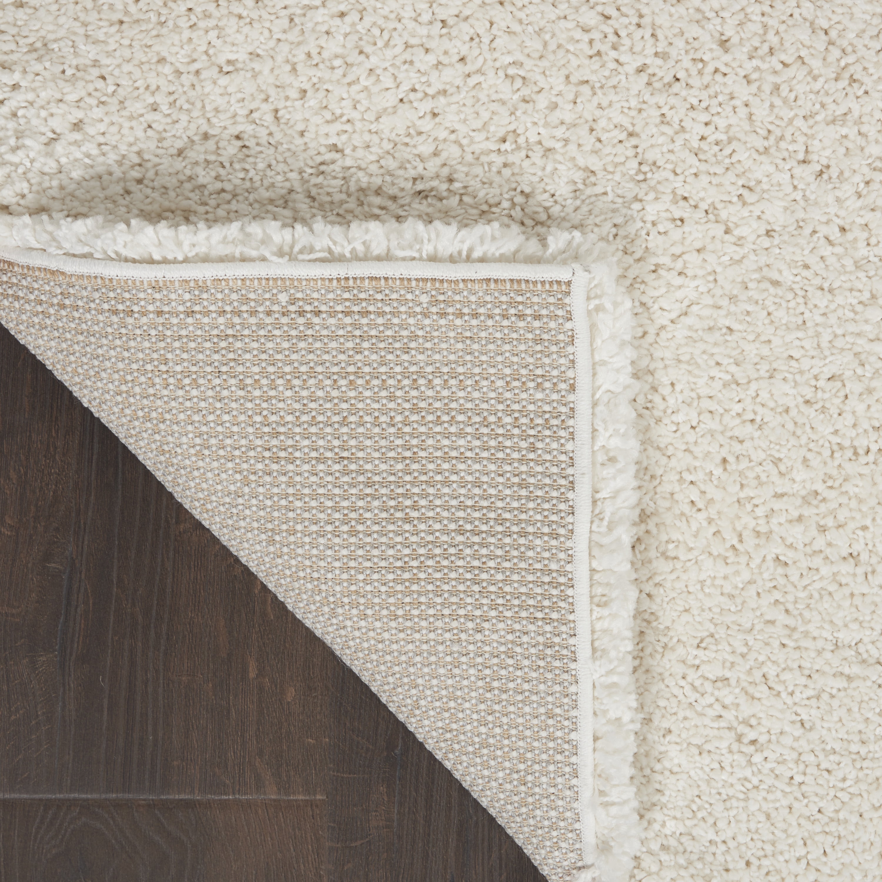 Nourison Ashland Solid Shag White 5'3" x 7'3" Area Rug, (5' x 7')