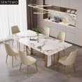 thumbnail image 2 of Luxury Rock Slab Dining Table 6 Chairs Set Metal Titanium Glaze Gold Frame Faux Marble Table Kitchen Furniture Eettafel Comedor My Lux Decor Round, 2 of 20