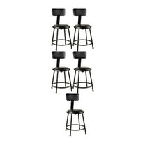 National Public Seating (5 Pack) NPS® 18"Heavy Duty Vinyl Padded Steel Stool With Backrest, Black