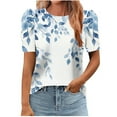 thumbnail image 1 of Tops de Manga Corta para las Mujeres Suelto Ajuste Impreso Cuello Redondo Camiseta Suelta Superior, Poliéster Verano Primavera, 1 of 5