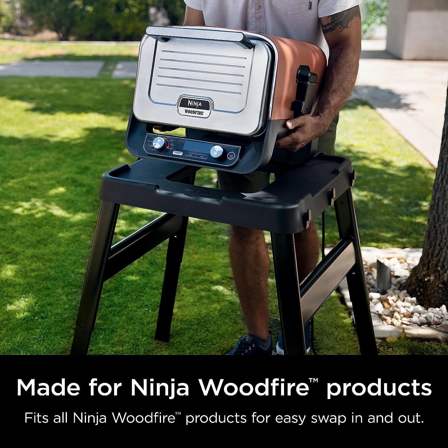 Ninja Woodfire Pro Outdoor Grill and Smoker (Factory Refurbished) Bundle w/  Stand (New