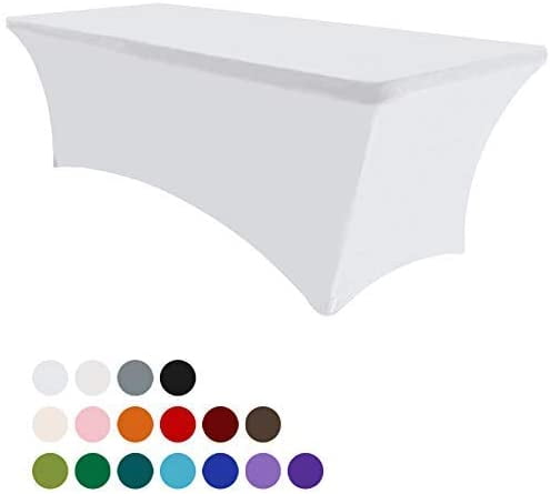 Eurmax 6 Feet Rectangular Fitted Polyester Table Cover Wedding Party Event Tablecloth White