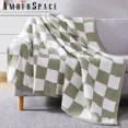 thumbnail image 6 of Amberspace Checkered Knit Throw,Sage Green,50"*70", 6 of 9