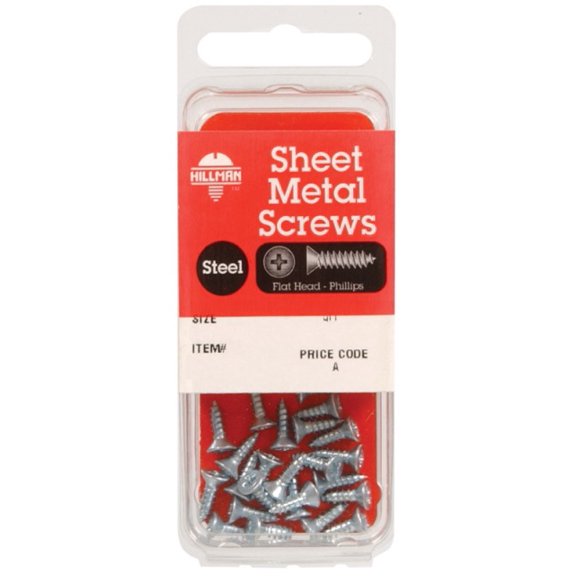 Hillman 5571 Zinc Plated Steel Sheet Flat Head Metal Screws  12 x 1.5 in. - pack of 10