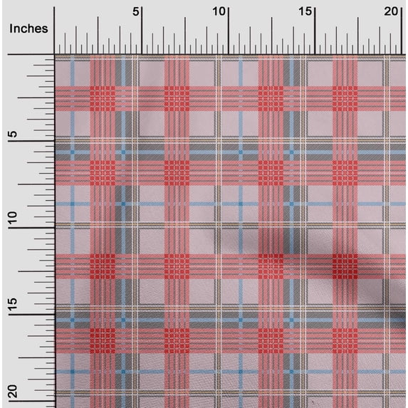oneOone Organic Cotton Voile Fabric Tartan Check Decor Fabric Printed BTY 42 Inch Wide