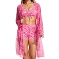 thumbnail image 6 of Cadmus Womens 3 Piece Bikini Set Geometric Print Bathing Suit Drawstring Swimsuit with Cover Ups Kimono,012, Small, 6 of 6