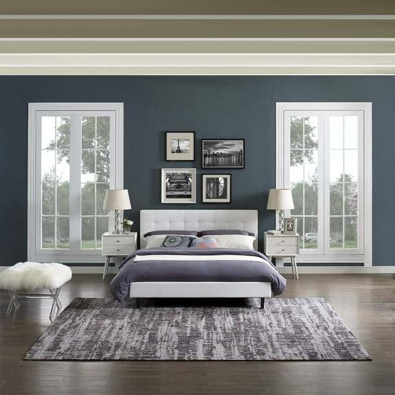 Modway Darja Distressed Rustic Modern 8x10 Area Rug in Light and Dark Gray