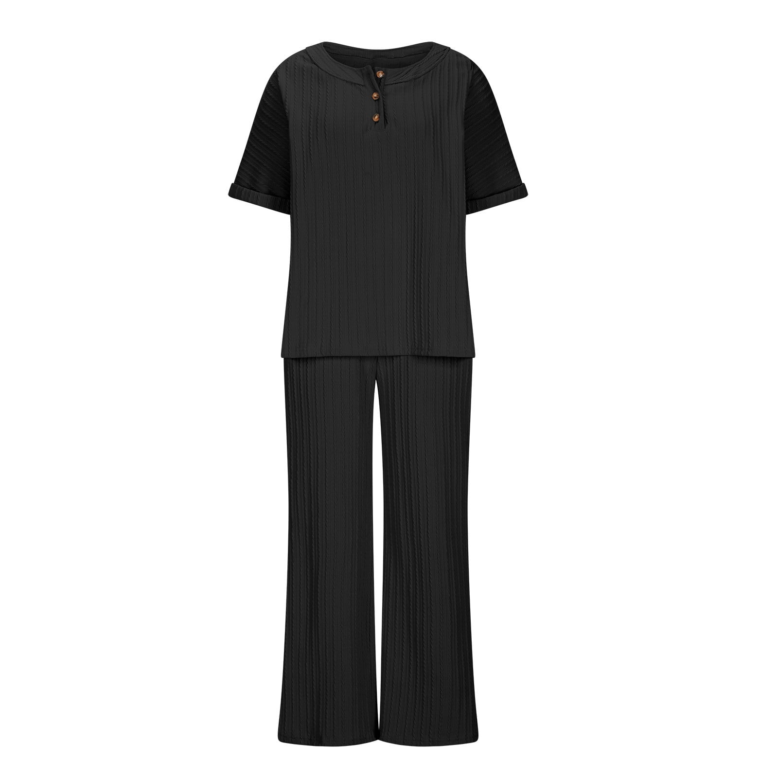 2 Piece Sets for Women Shorts Summer Two Piece Sets for Women Solid Color Round Neck Short Sleeve Tops And Pants Sets With Pockets