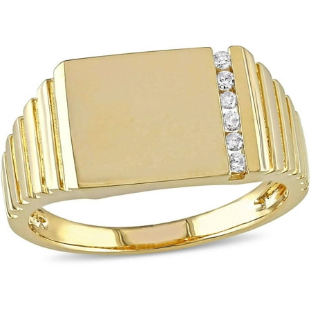 Miabella 1/10 Carat T.W. Diamond 10kt Yellow Gold Men's Signet Ring