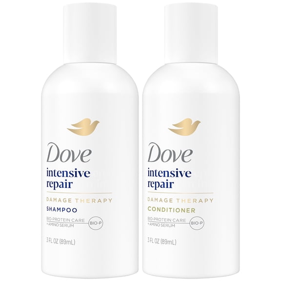 Dove Travel Essentials Shampoo and Conditioner Set – Dove Nutritive Solutions Intensive Repair for Damaged Hair, 3 Oz Ea