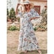 thumbnail image 2 of Vestido ANRABESS largo floral blanco con escote en V cruzado, talla mediana, 2 of 5