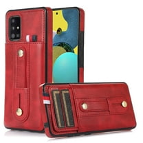 Dteck for Samsung Galaxy A71 5G Case, PU Leather Adjustable Loop Strap Case with Hidden Cart Slot Shockproof Protective Case for Samsung A71 5G 6.7" 2020 Ladies Women Men, Red