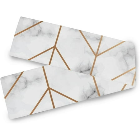 

Hyjoy Table Runner Marble Grey Gold Stripes Machine Washable Non-Slip Farmhouse Table Runners for Dinner Party Holidays Home Decor 13 x 70 Inch