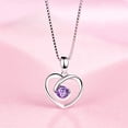thumbnail image 3 of Womens Heart Pendant Necklace 925 Sterling Silver Chain Jewelry Purple Clear Austrian Crystal, 3 of 5
