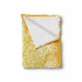 thumbnail image 2 of Yellow Soft Flannel Fleece Throw Blanket, Snowflake Like Floral Pattern Design with Tribal Inspired Artwork, Cozy Plush for Indoor and Outdoor Use, 50" x 70", Yellow and White, by Ambesonne, 2 of 6