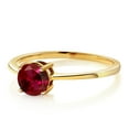 thumbnail image 5 of Gem Stone King 10K Yellow Gold Red Created Ruby Solitaire Engagement Ring for Women (1.00 Cttw, Round 6MM, Gemstone July Birthstone, Size 9.5), 5 of 5