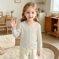 thumbnail image 4 of Annhoo Girls Summer Cardigan Comfy Breathable V Neck Long Sleeve Jackets Fashion Ruffle Hem Cute Soft Jacket, 4 of 9