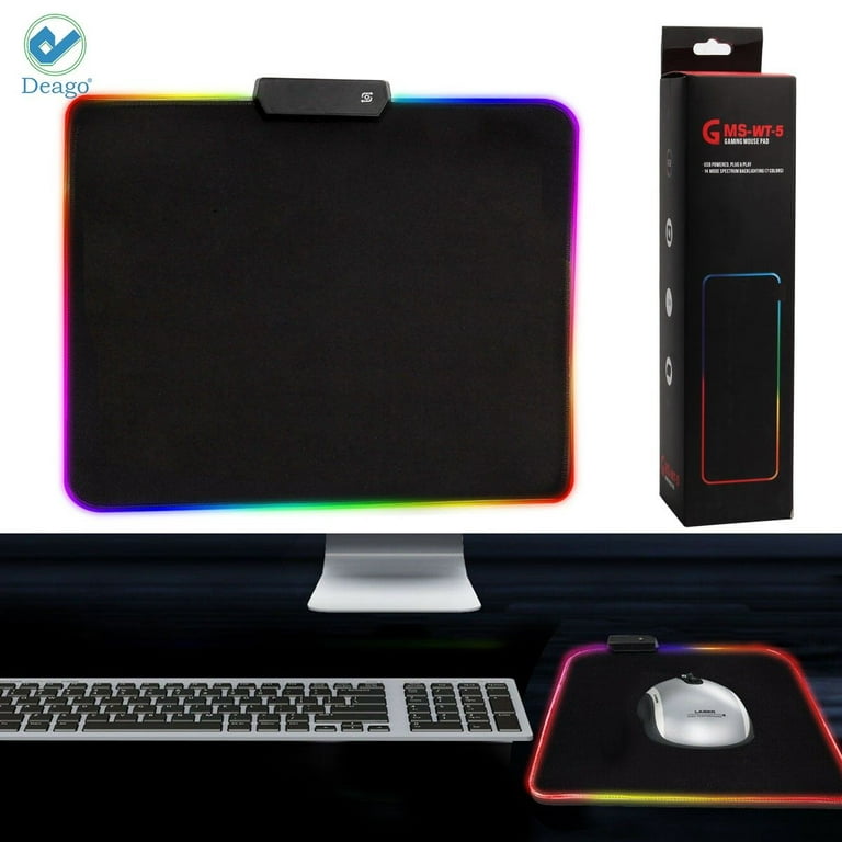 RaceGT RGB Gaming Mouse Pad XXL Oversized 31.5 x 12 x 0.2 in Rubber Black,  Extra Extended Large Mouse Pad, Anti-Slip Base, Waterproof & Portable Led  Computer Keyboard Mousepad Desktop Mat 