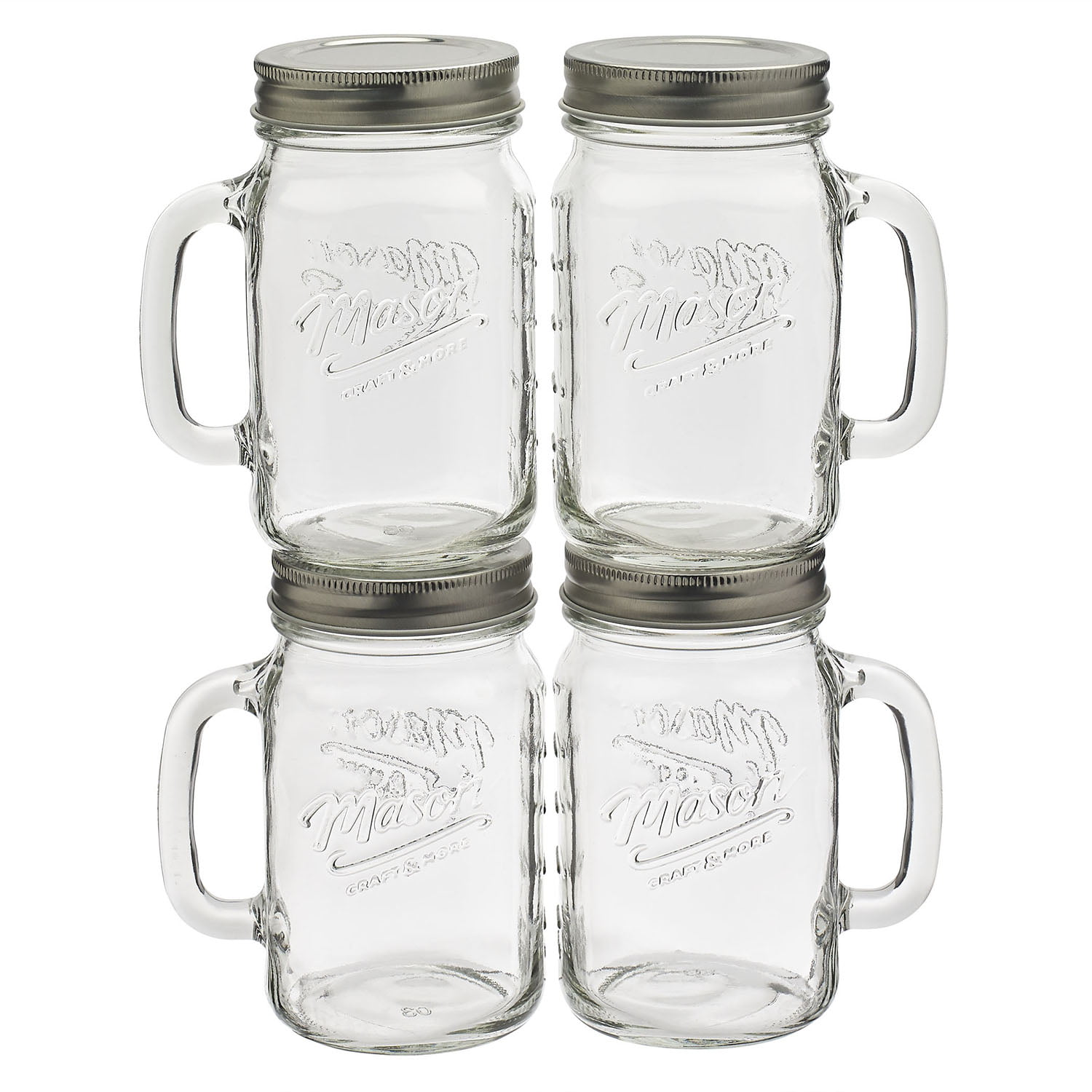 Smiths Mason Jars Set of 4 Spill Proof Glass Jars 8oz or 235ml