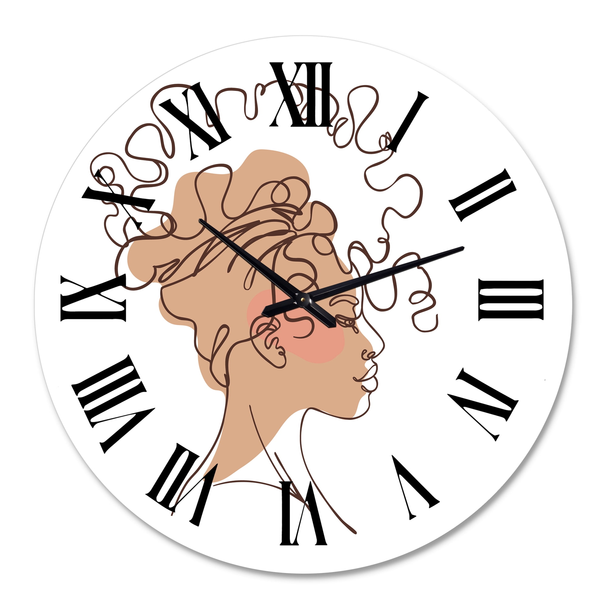 Designart 'One Line Portrait Of African American Woman I' Modern Wall Clock
