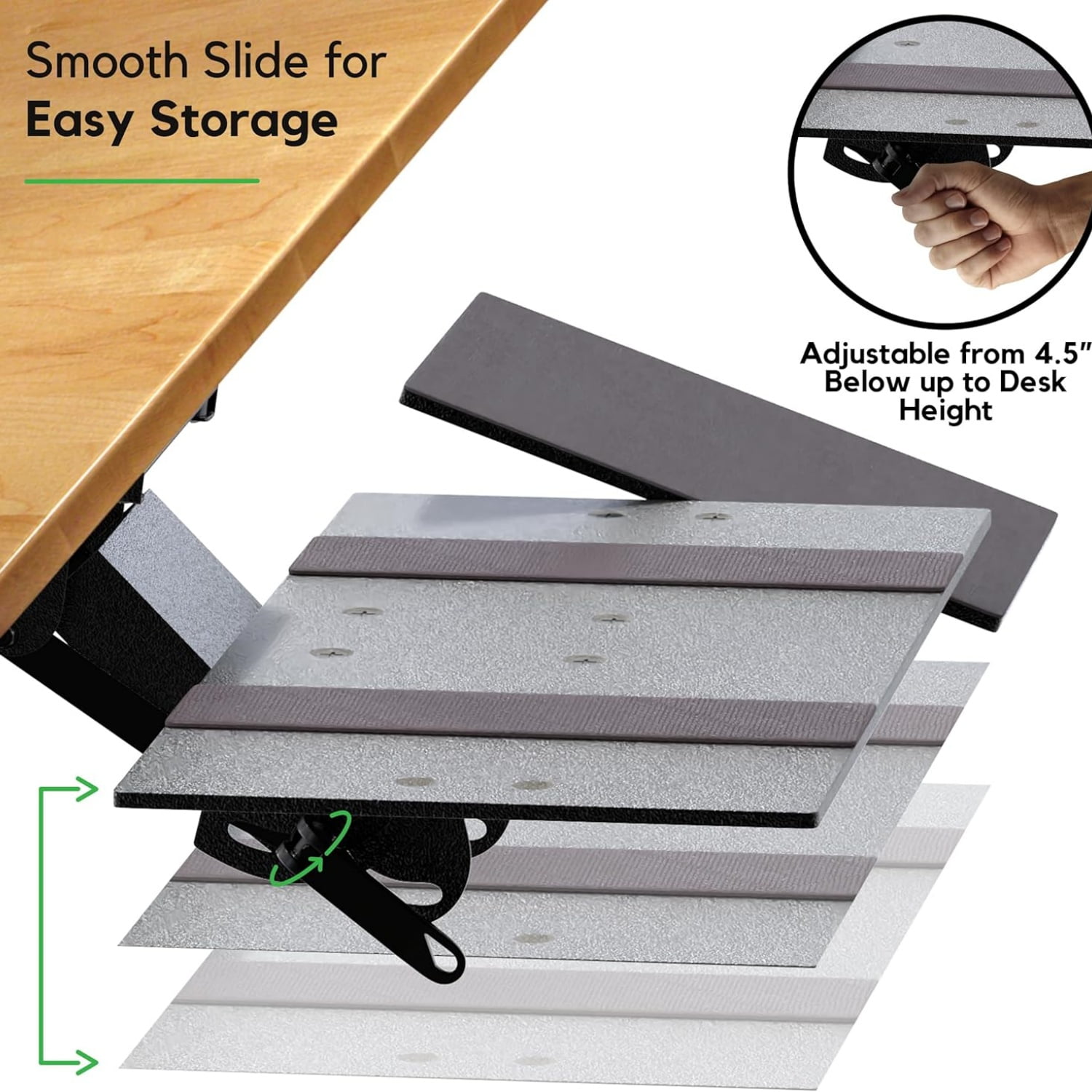 Under Desk Keyboard Tray Slide Out with Adjustable Height and Tilt - Easy to Slide and Swivel 360 Degree - Keyboard Drawer with Adjustable Mouse Pad