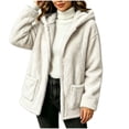 thumbnail image 6 of Fewfanhot Womens Clothes Fleece Sherpa Fuzzy Winter Warm Coat Hooded with Pockets Zip-Up Casual Top, 6 of 7