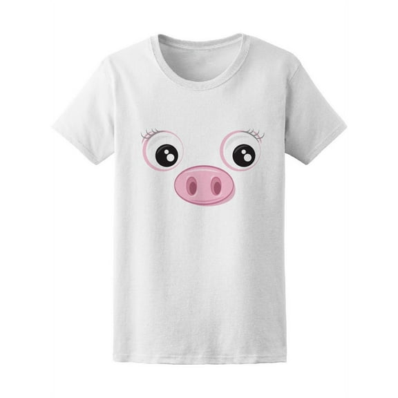 Cute Pink Pig Big Eyes T-Shirt Women -Image by Shutterstock, Female XX-Large