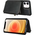 thumbnail image 5 of Wallet Case with Card Holder for iPhone 12 Mini,RFID Blocking Luxury PU Leather Kickstand Card Slots,Magnetic Clasp and Wrist Strap Zipper Pocket Flip Case for iPhone 12 Mini 5.4",Black, 5 of 15
