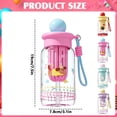 thumbnail image 3 of Water Bottle with Straw and 3D Stickers Cute Aesthetic Bottle Kawaii Milk Bottle Tea Cup Juice Shaker Portable Silicone (500ml, White), 3 of 4