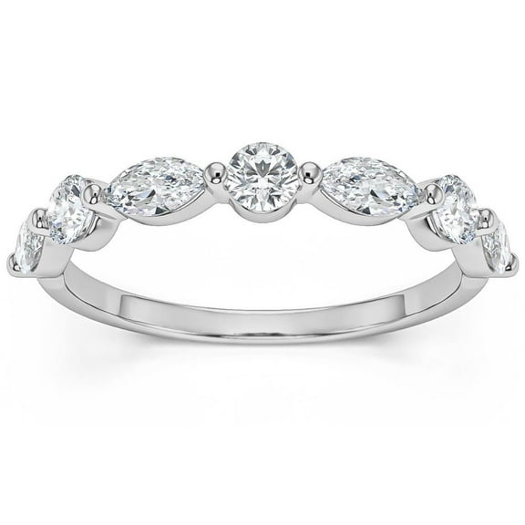 Pompeii 1Ct Marquise & Round Diamond Wedding Ring in White, Yellow, or Rose Gold