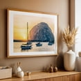 thumbnail image 4 of About To Set, Morro Rock - Morro Bay California Photography Oak Framed Wall Art Print 16 x 24 inches, 4 of 6