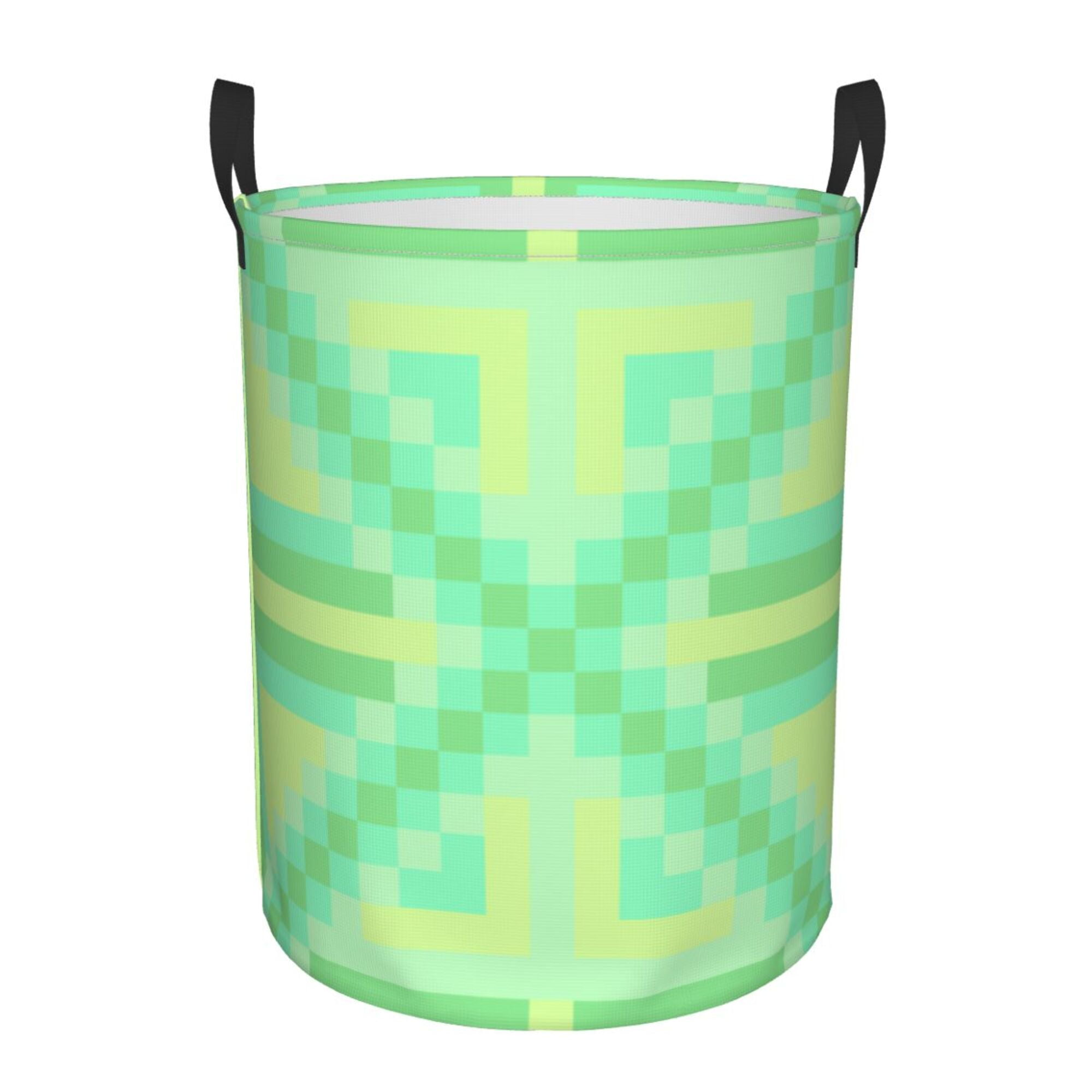 LNWH Laundry Basket, Green Geometric Pattern Foldable Laundry Hamper