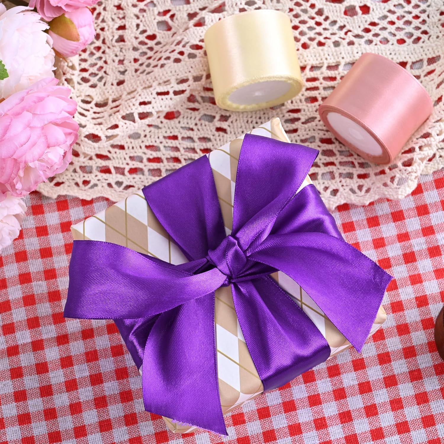 10 Colors Double Face Satin Ribbon 1-1/2 Inch X 5 Yards for Wrapping Gift Package Christmas Decoration Hair Bows Floral Bouquetsa and Wedding Party