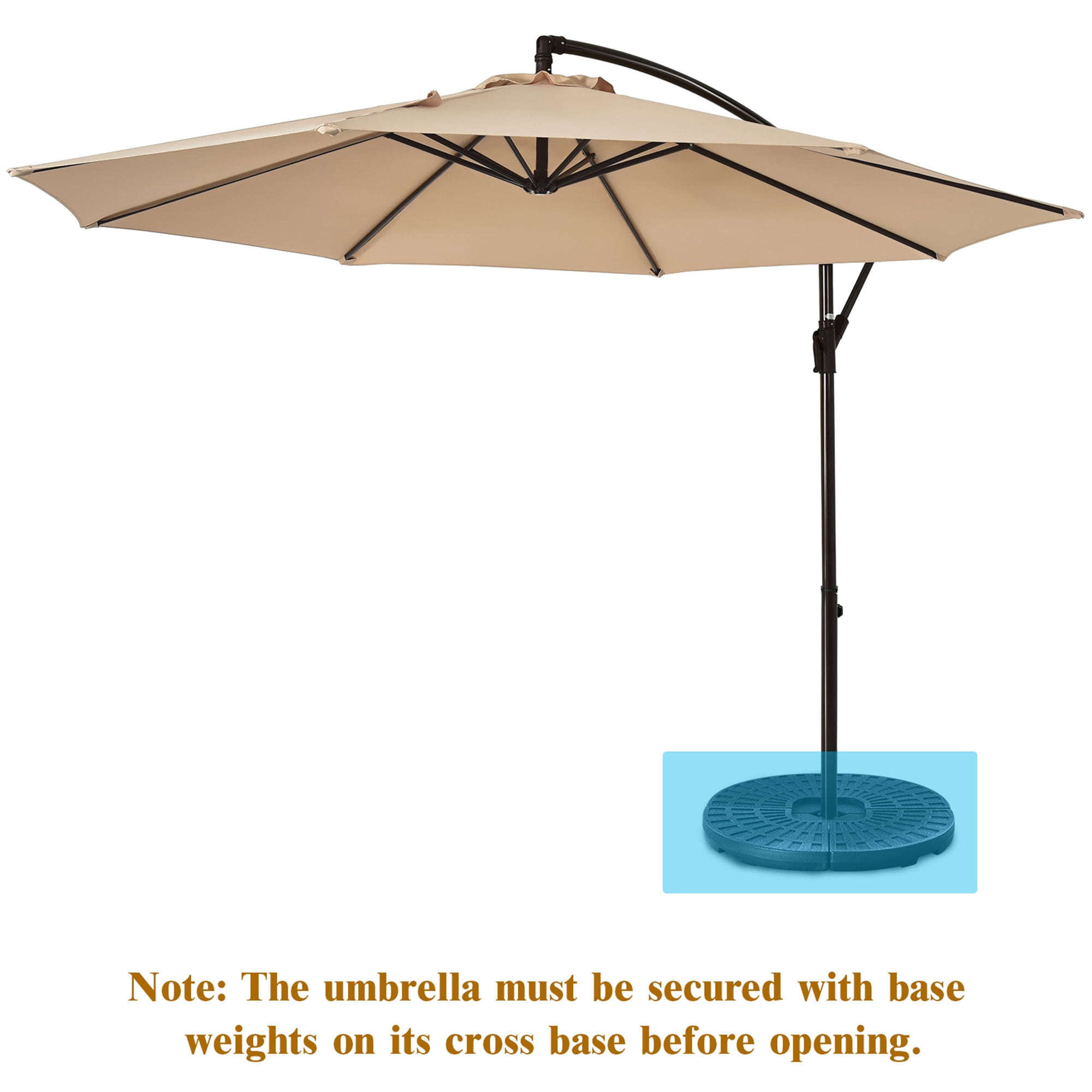 Gymax 10 ft Patio Cantilever Offset Umbrella Yard Garden Outdoor w/ 8 Ribs Beige