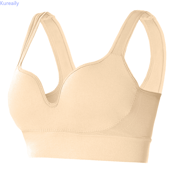 Kureaily Women Casual Breathable Button Down Top Bra Underwear Without Steel Ring Gathering Bra 01 No Underwire Bra
