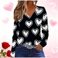 thumbnail image 2 of Stamzod Women's Tops, Tees & Blouses Valentines Lover Heart Long Sleeve Shirts Casual V Neck Tee Shirts Womens Fashion Clothing Black XXL, 2 of 5
