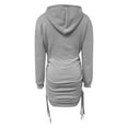 thumbnail image 4 of UJNDER Women's Fall Winter Hooded Sweatshirt Dress Bodycon Long Sleeve Drawstring Casual Streetwear Grey S, 4 of 6