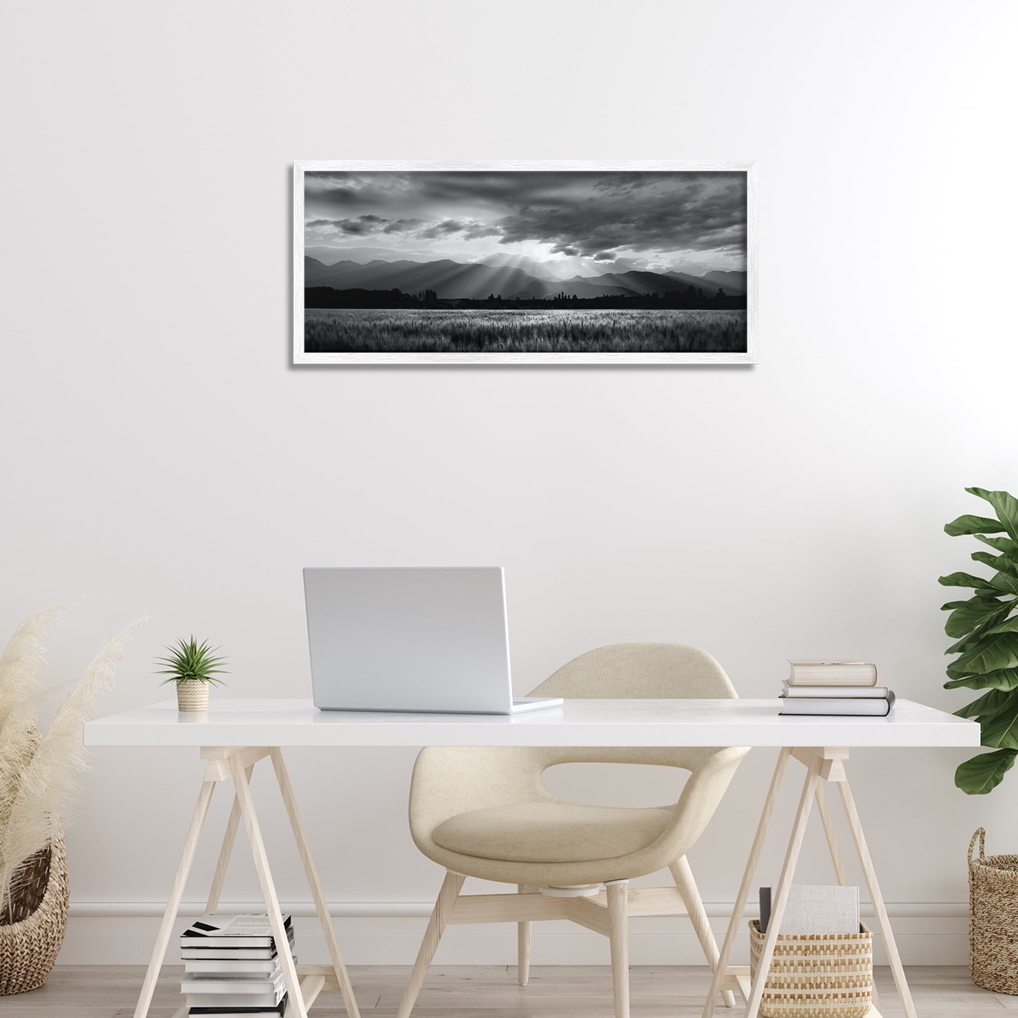 Stupell Industries Mountain Morning Sunbeams White Framed Giclee Art, design by Steve Toole