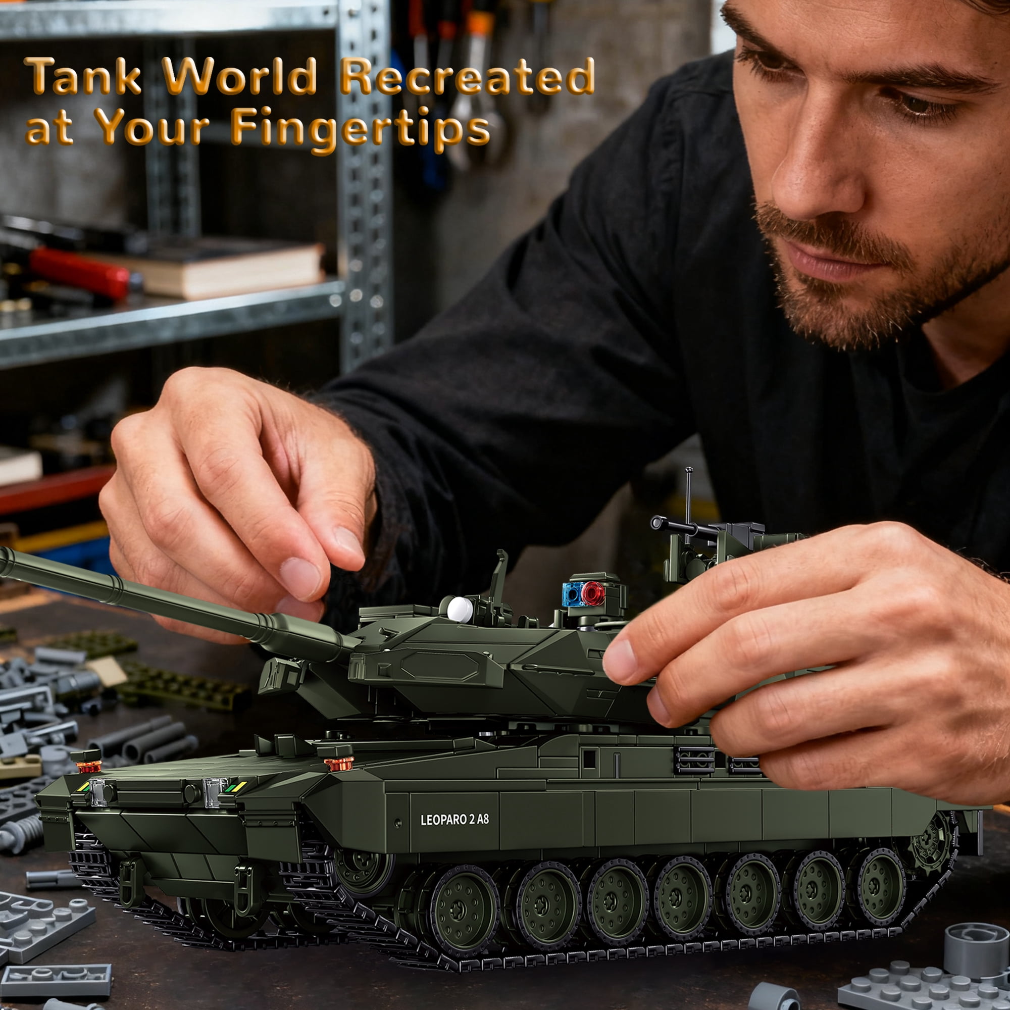 Remocguys Leopard 2 A8 Army Tank Building Sets, Compatible with Lego Military Vehicles Kits Model Collectible for Boys Adults -2306Pcs