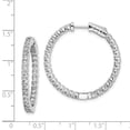 thumbnail image 2 of 925 Sterling Silver Polished Safety clasp Rhodium Plated With Cubic Zirconia Hinged Hoop Earrings 31x31mm Wide 2mm Hoop, 2 of 2