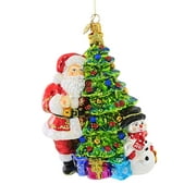 Huras Traditions Of Christmas Glass Ornament Tree Santa Snowman Hf928