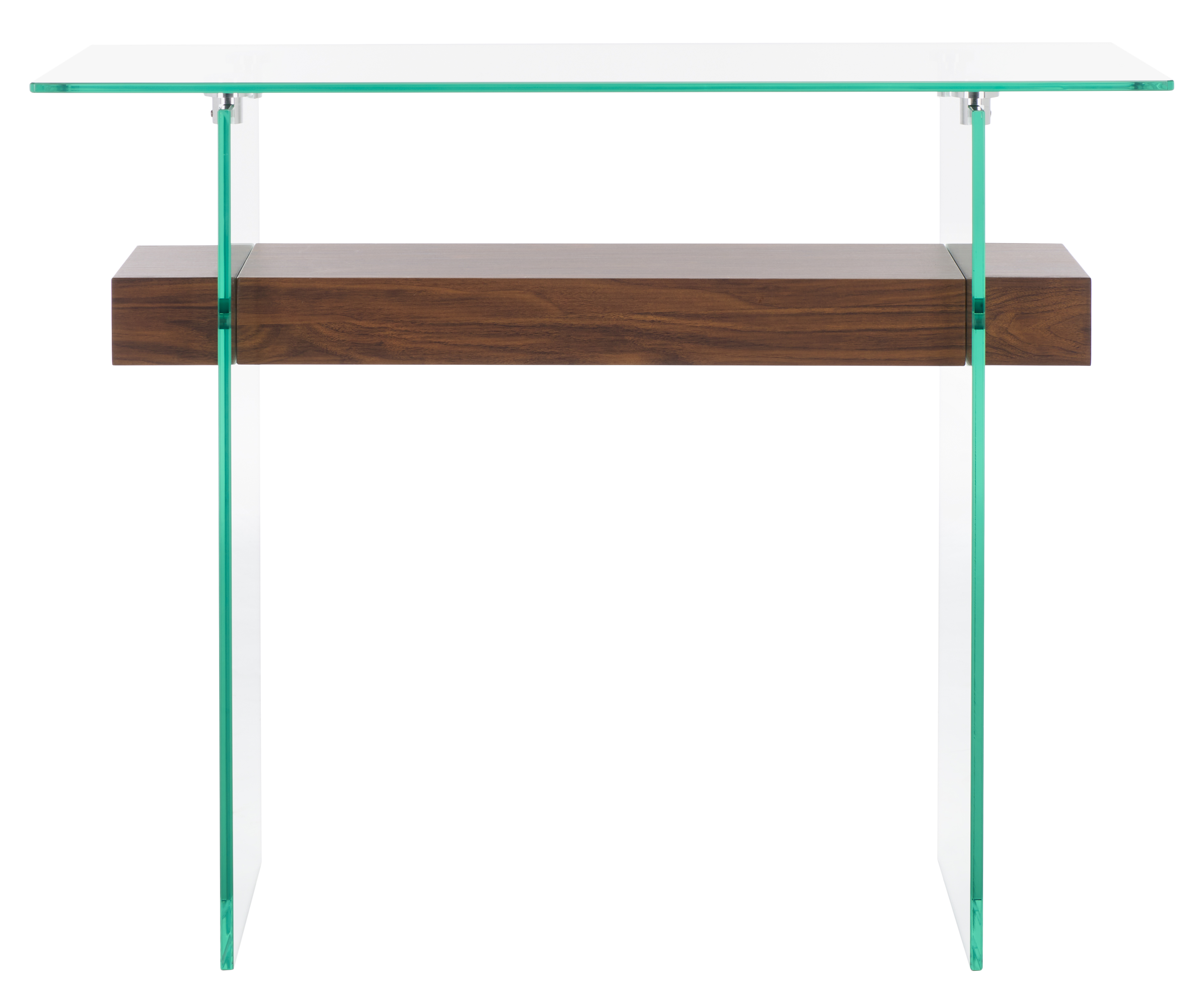 Safavieh Kayley Scandinavian Glass Console Table, Clear/Walnut